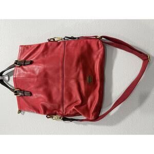 Fossil Explorer Fold Over Leather Tote Bag in Cherry Red Color